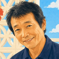 代表・一級建築士 羽地敏博の似顔絵